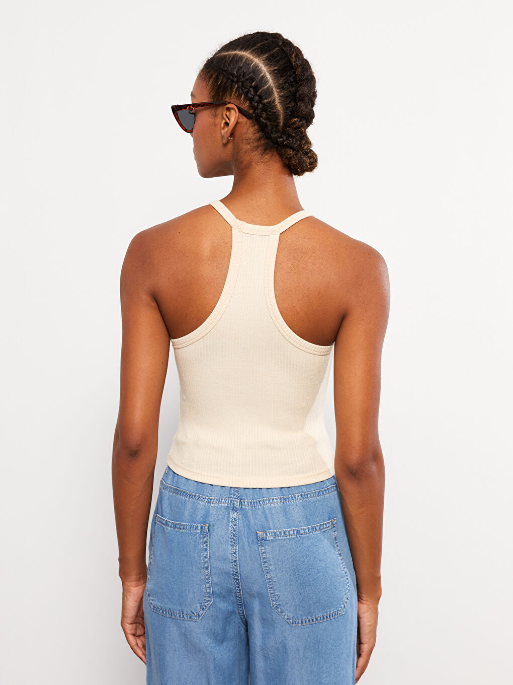 Women's Halter Neck Plain Crop Top-5