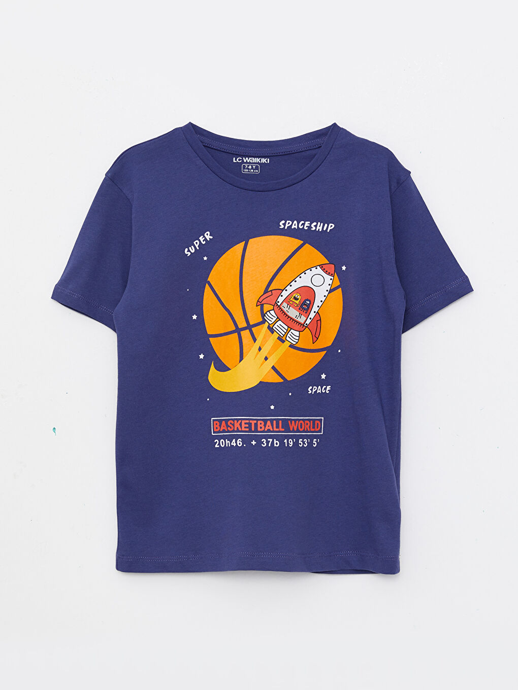 T-shirt garçon en coton à manches courtes imprimé col rond