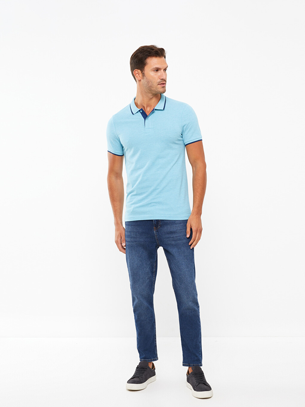 Polo Neck Short Sleeve Pique Men's T-shirt-1