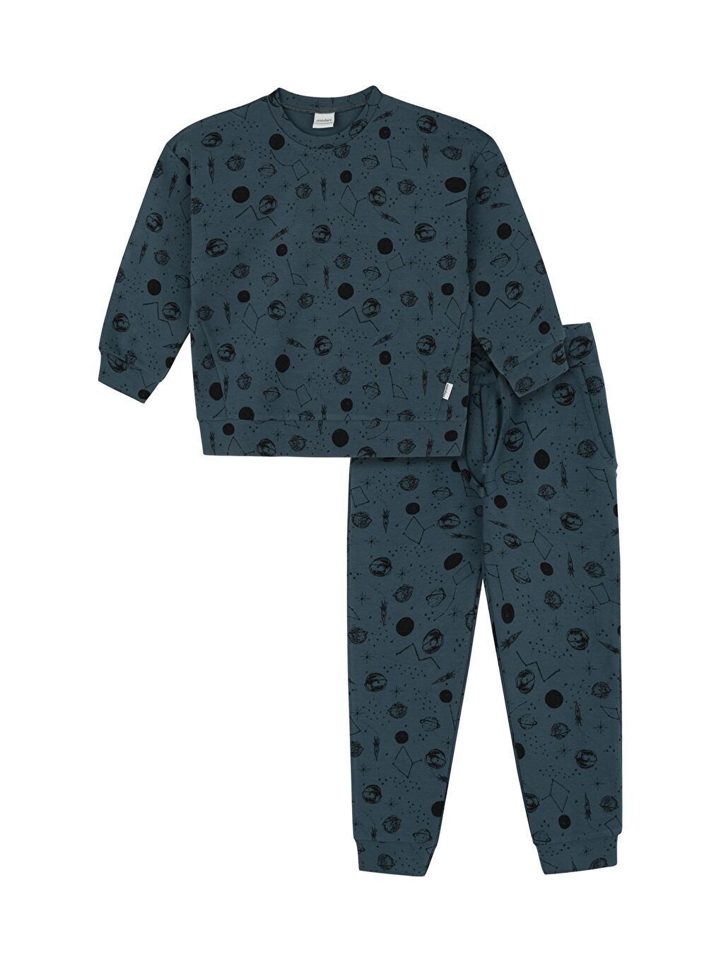 Mavi Bisiklet Yaka Baskılı Uzun Kollu Erkek Çocuk Sweatshirt ve Eşofman Altı-2