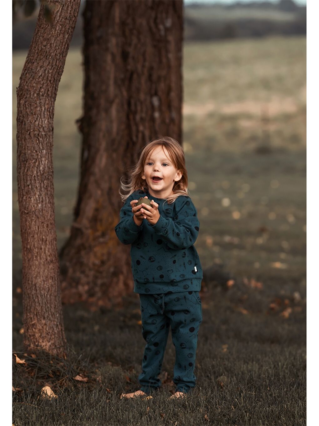 Mavi Bisiklet Yaka Baskılı Uzun Kollu Erkek Çocuk Sweatshirt ve Eşofman Altı-1