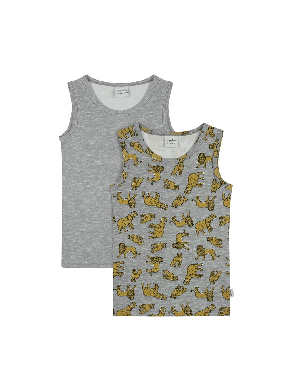 Gri Bisiklet Yaka Erkek Çocuk Atlet 2'li