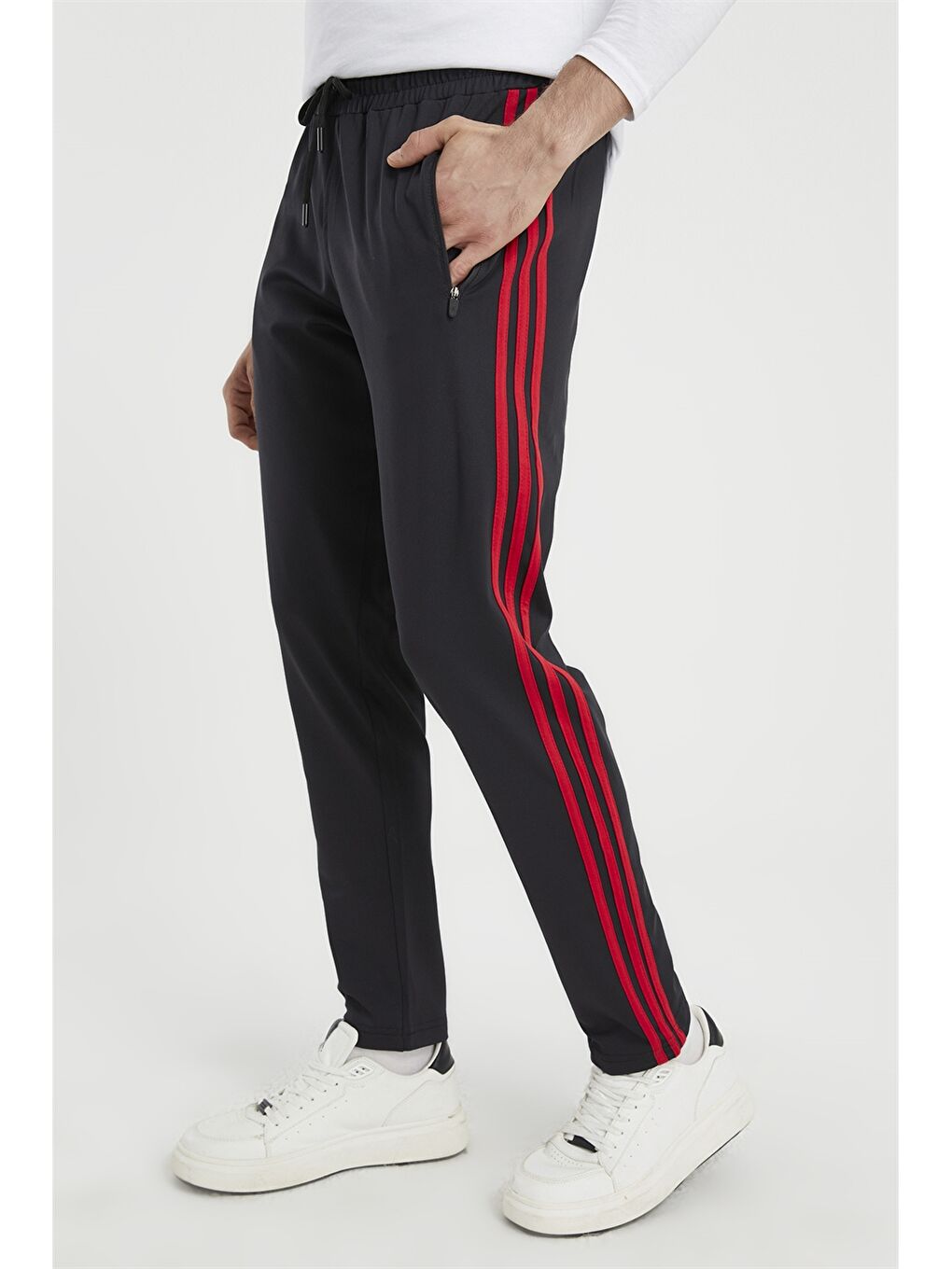 Kırmızı Slim Fit Şerit Detaylı Eşofman Altı-1