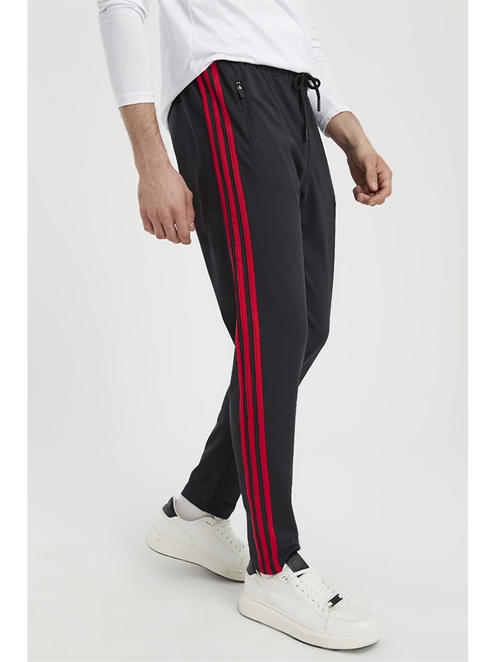 Kırmızı Slim Fit Şerit Detaylı Eşofman Altı-2