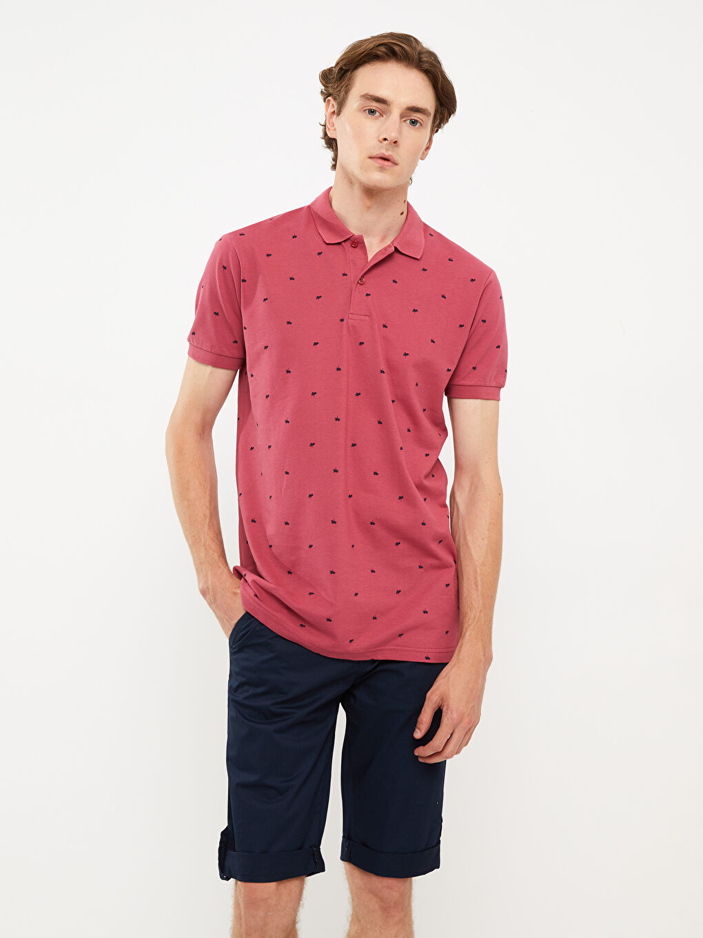 Lacivert Standart Kalıp Erkek Bermuda Şort-1