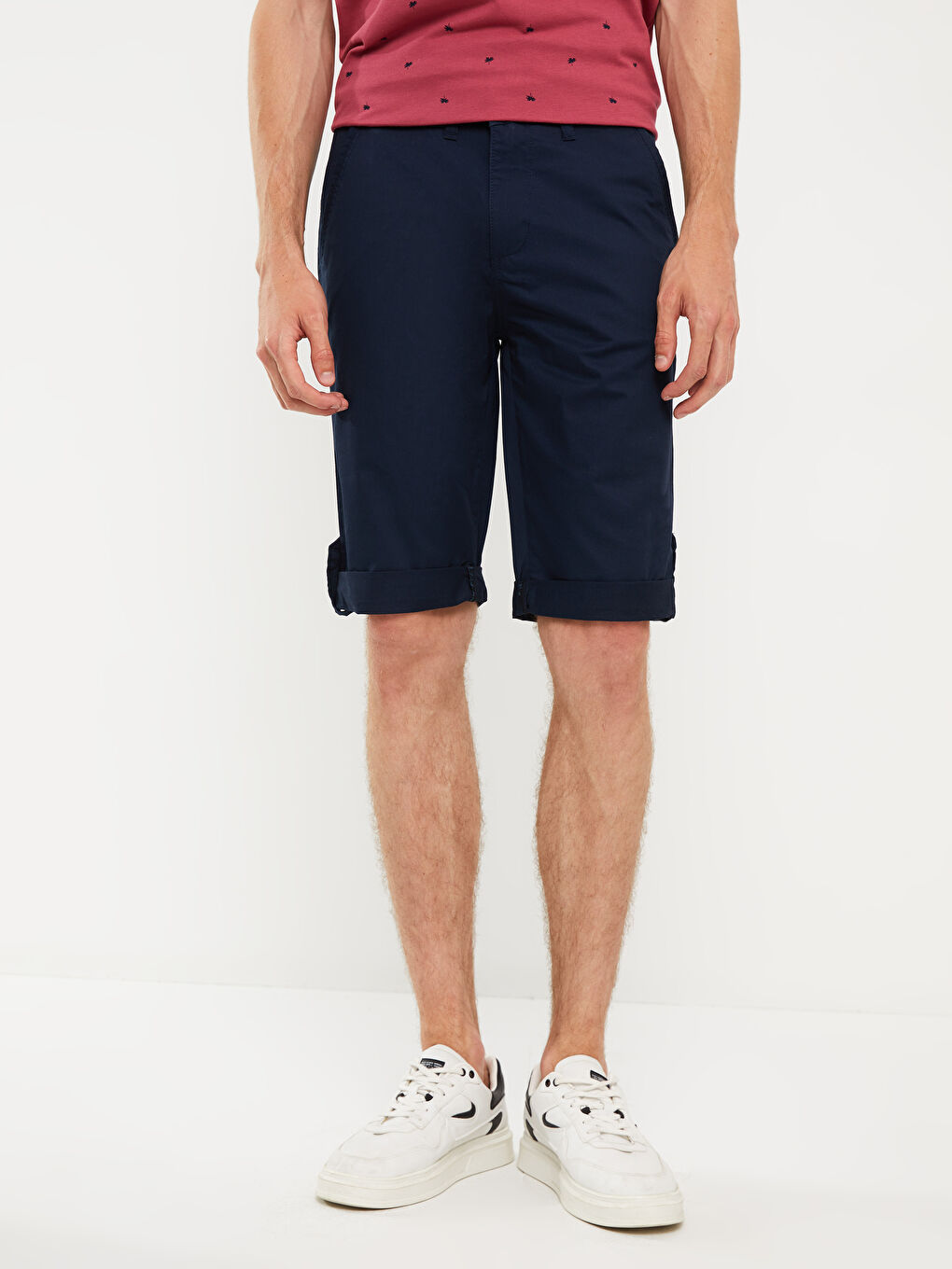 Lacivert Standart Kalıp Erkek Bermuda Şort-2