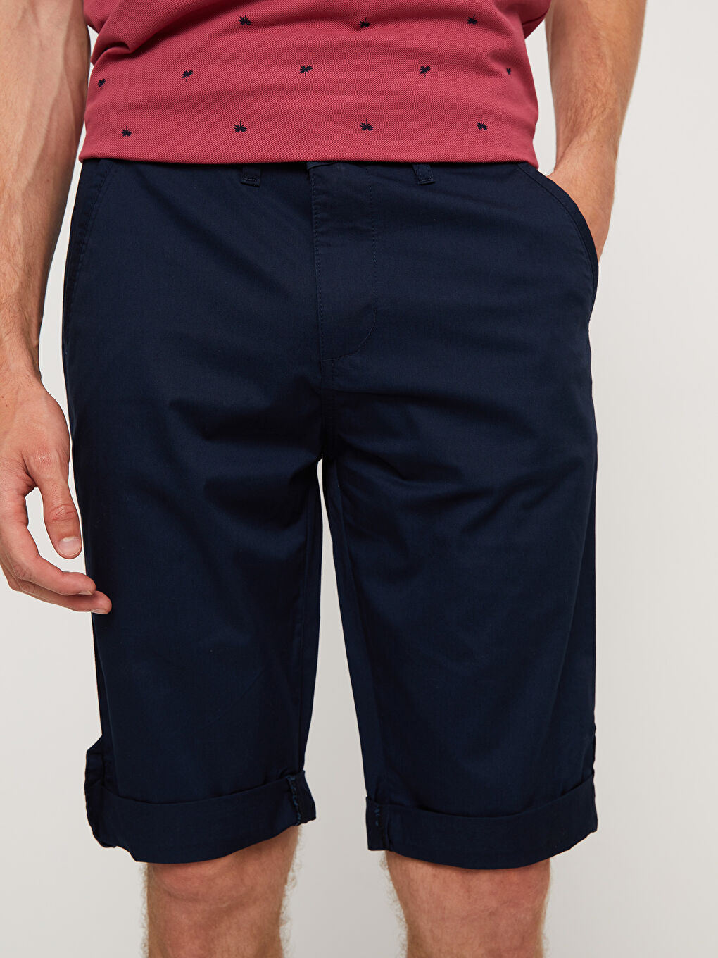 Lacivert Standart Kalıp Erkek Bermuda Şort-4