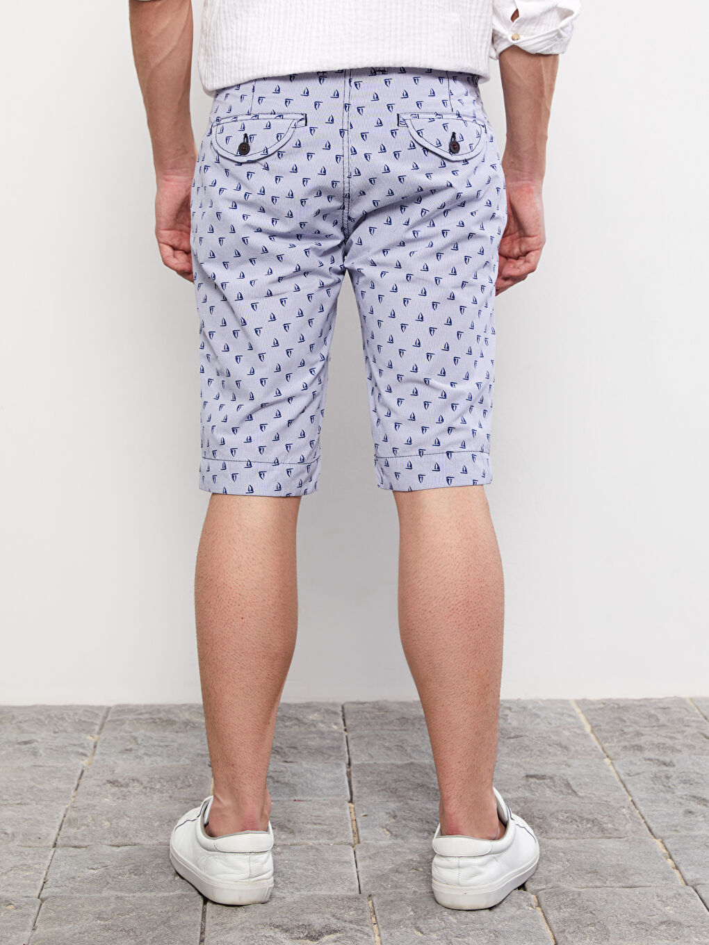Mavi Standart Kalıp Erkek Bermuda Şort-5