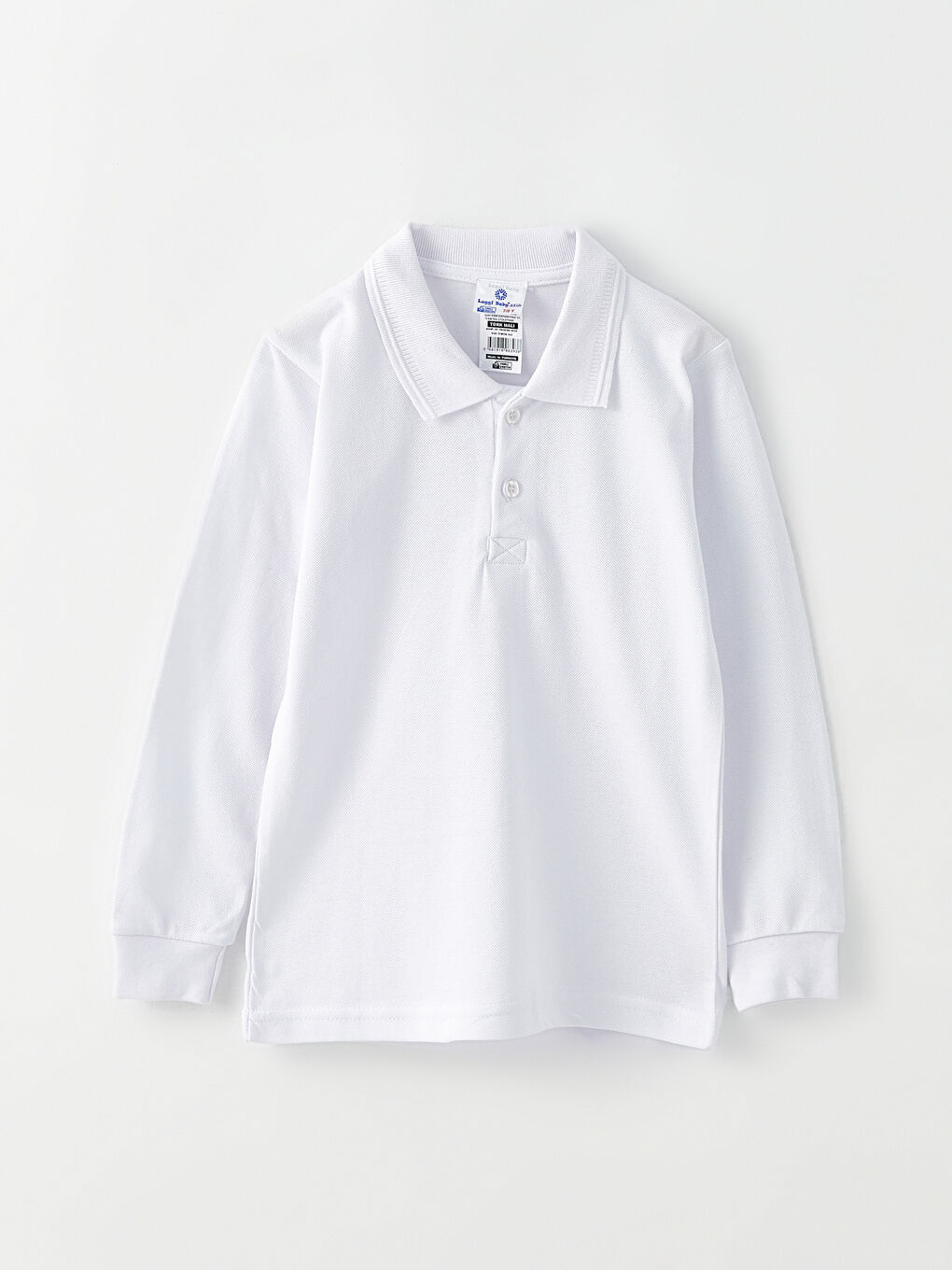 Beyaz Polo Yaka Basic Uzun Kollu Erkek Çocuk Tişört