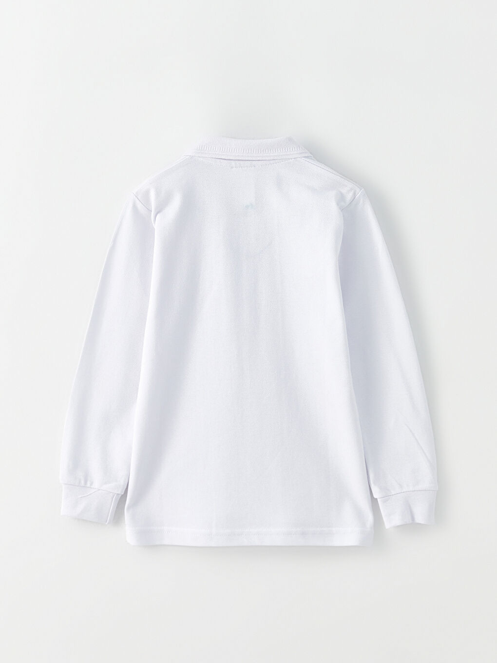 Beyaz Polo Yaka Basic Uzun Kollu Erkek Çocuk Tişört-1