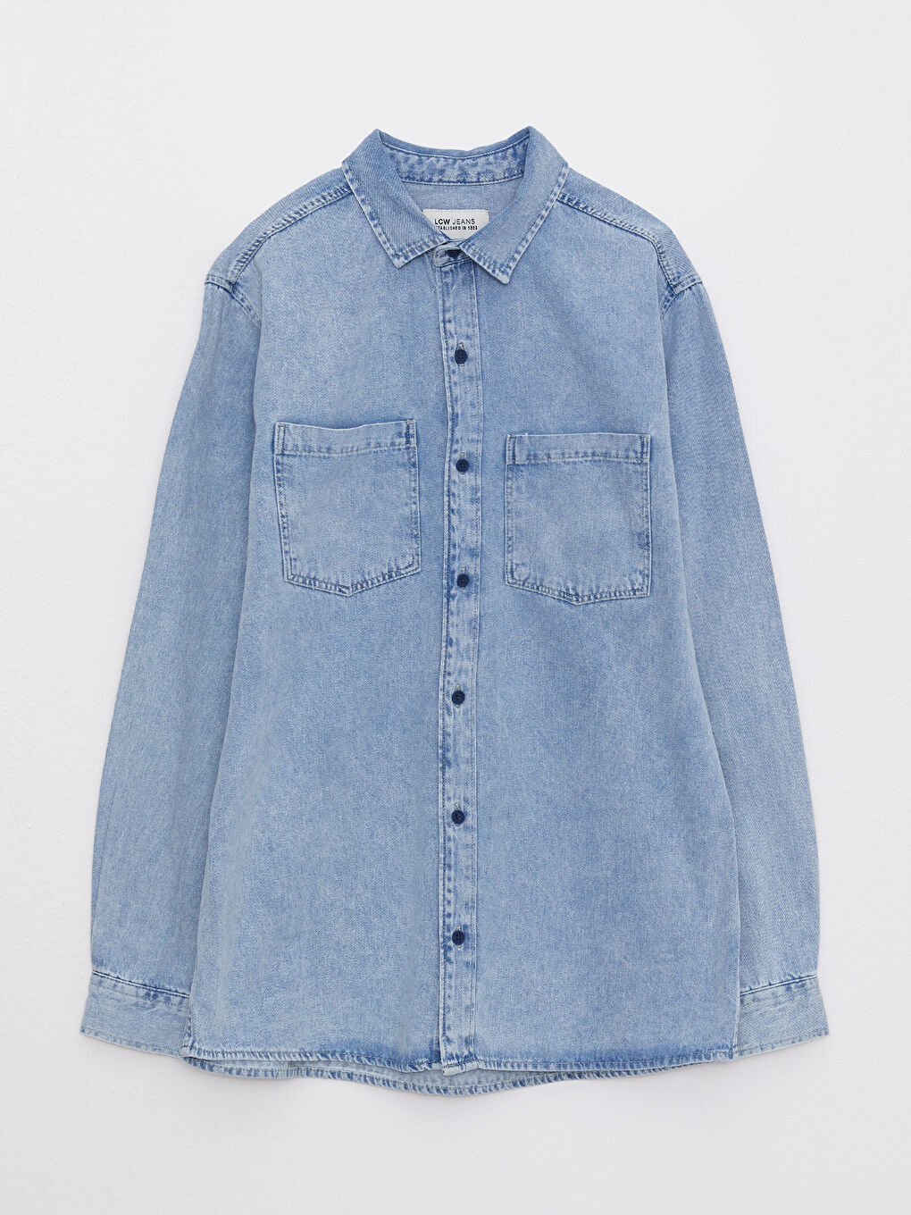 Relaxed Fit Long Sleeve Men's Denim Shirt-5