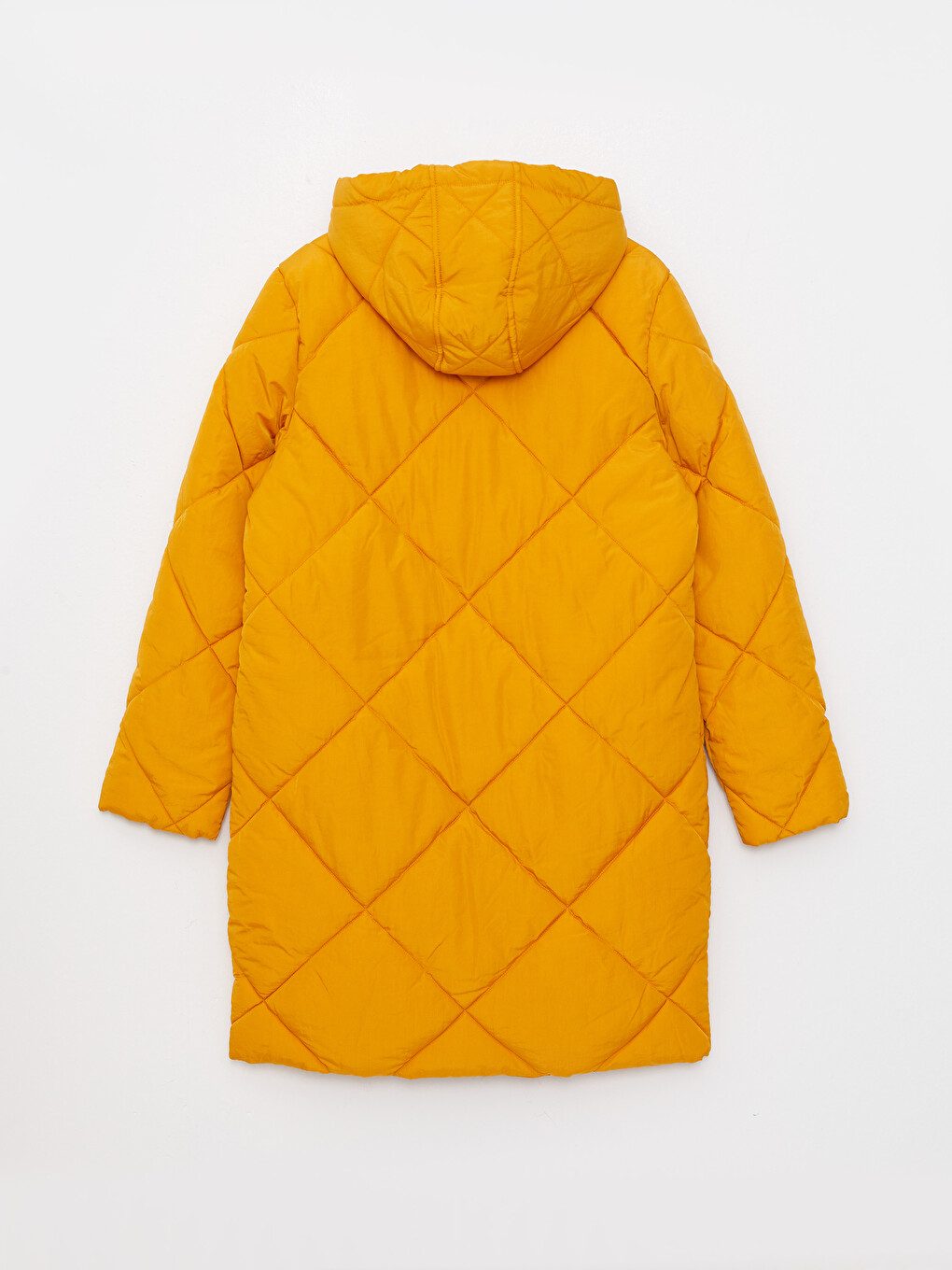 Hooded Plain Pocket Detailed Long Sleeve Thick Women's Down Jacket-7