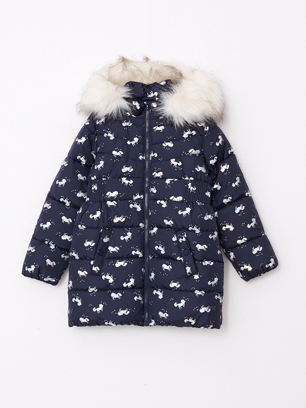 Hooded Printed Girl Coat