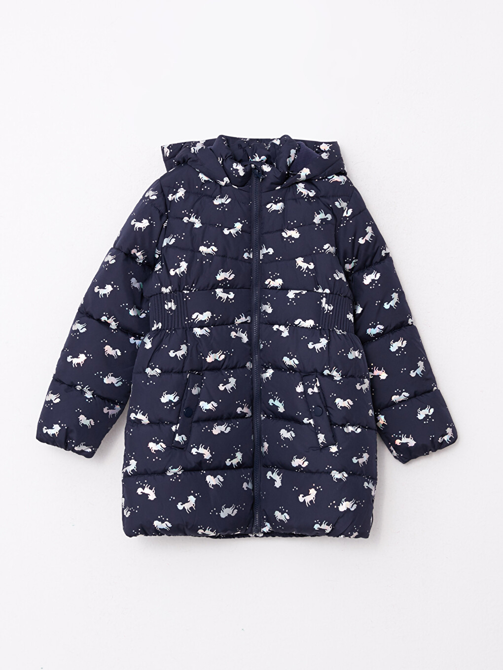 Hooded Printed Girl Coat-1