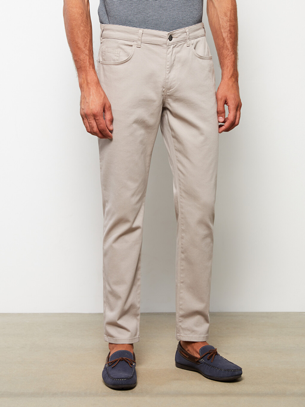 Pantaloni Slim Fit Din Țesătură Dobby Pentru Bărbați-3