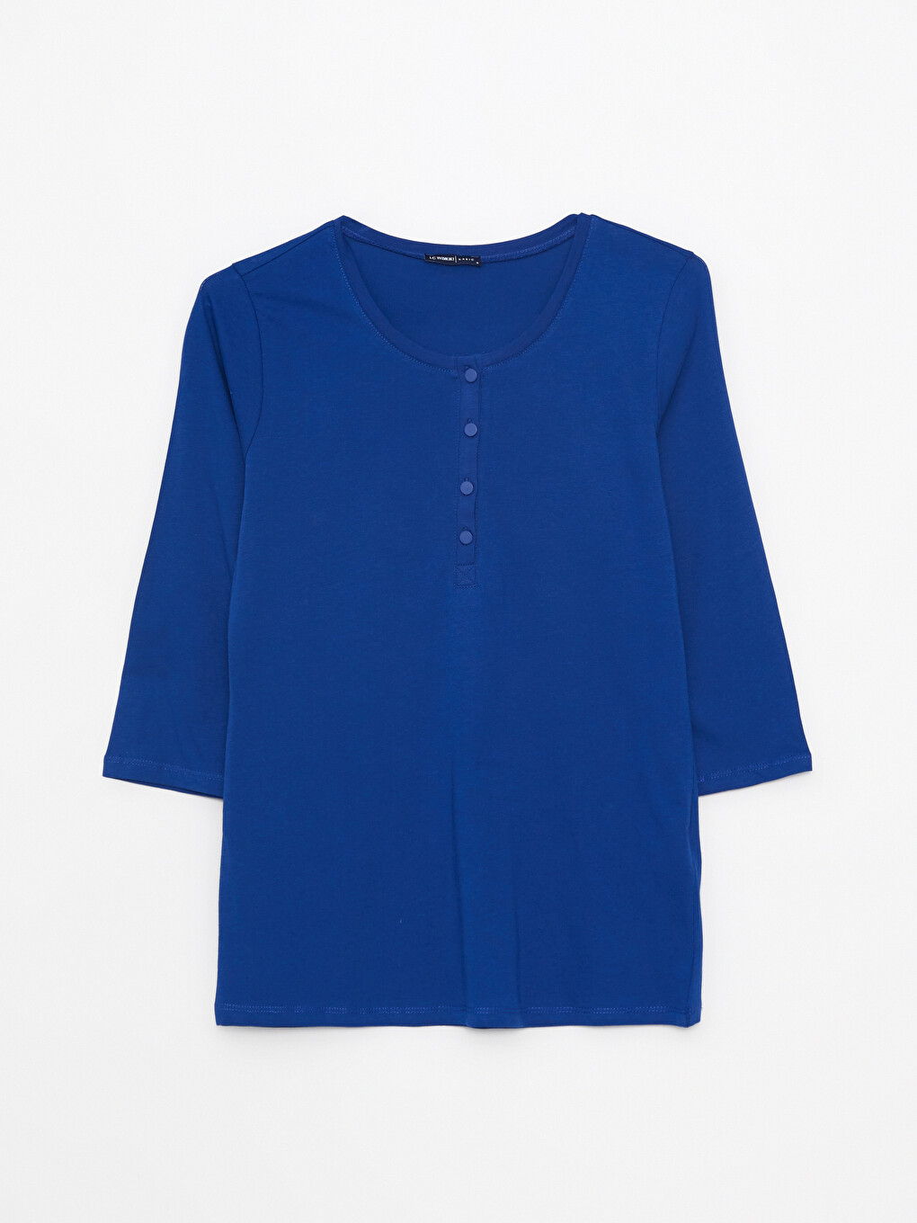 Crew Neck Plain Cotton Women's Blouse-5