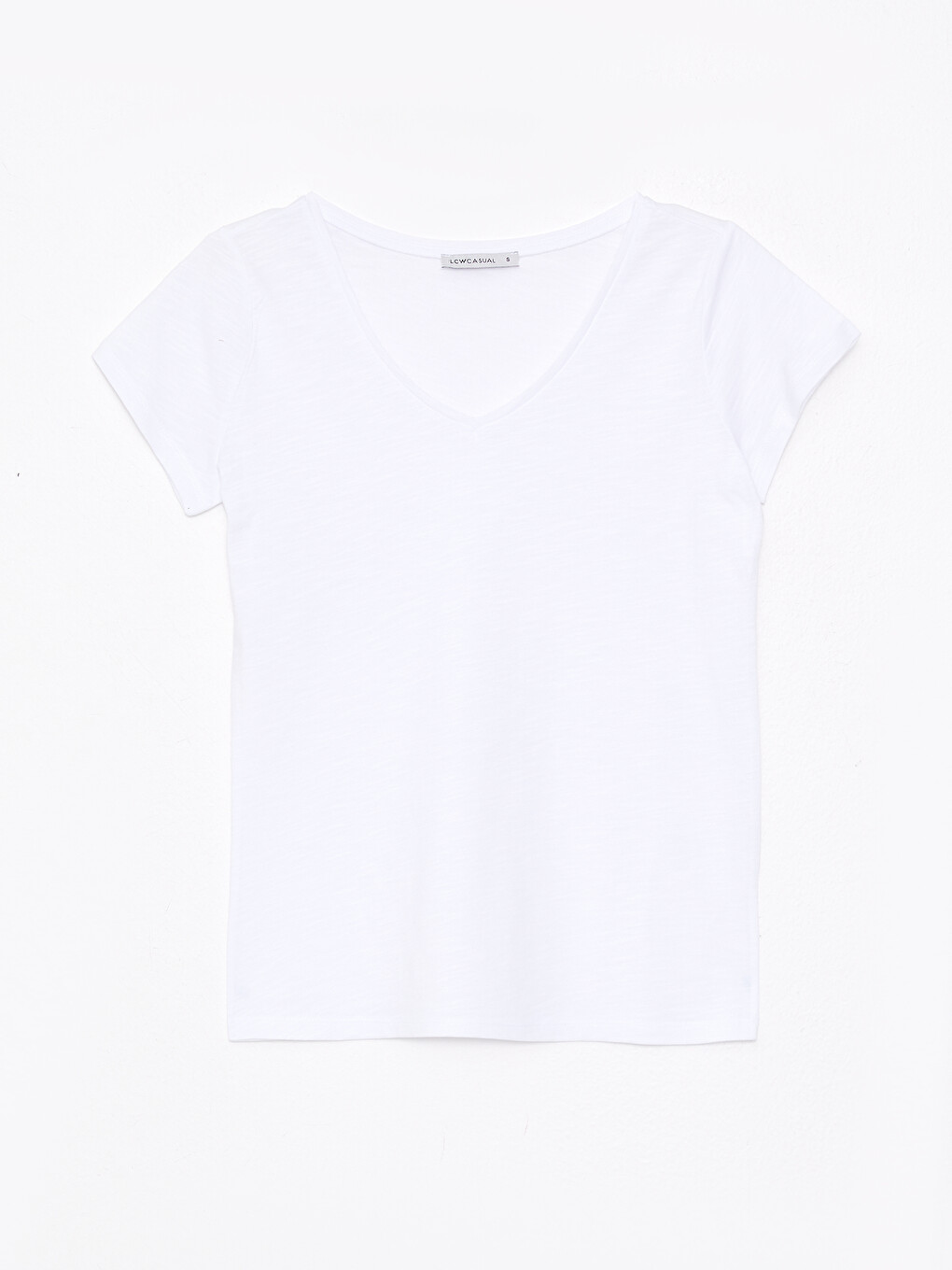 V Neck Straight Short Sleeve Cotton Women's T-shirt-5