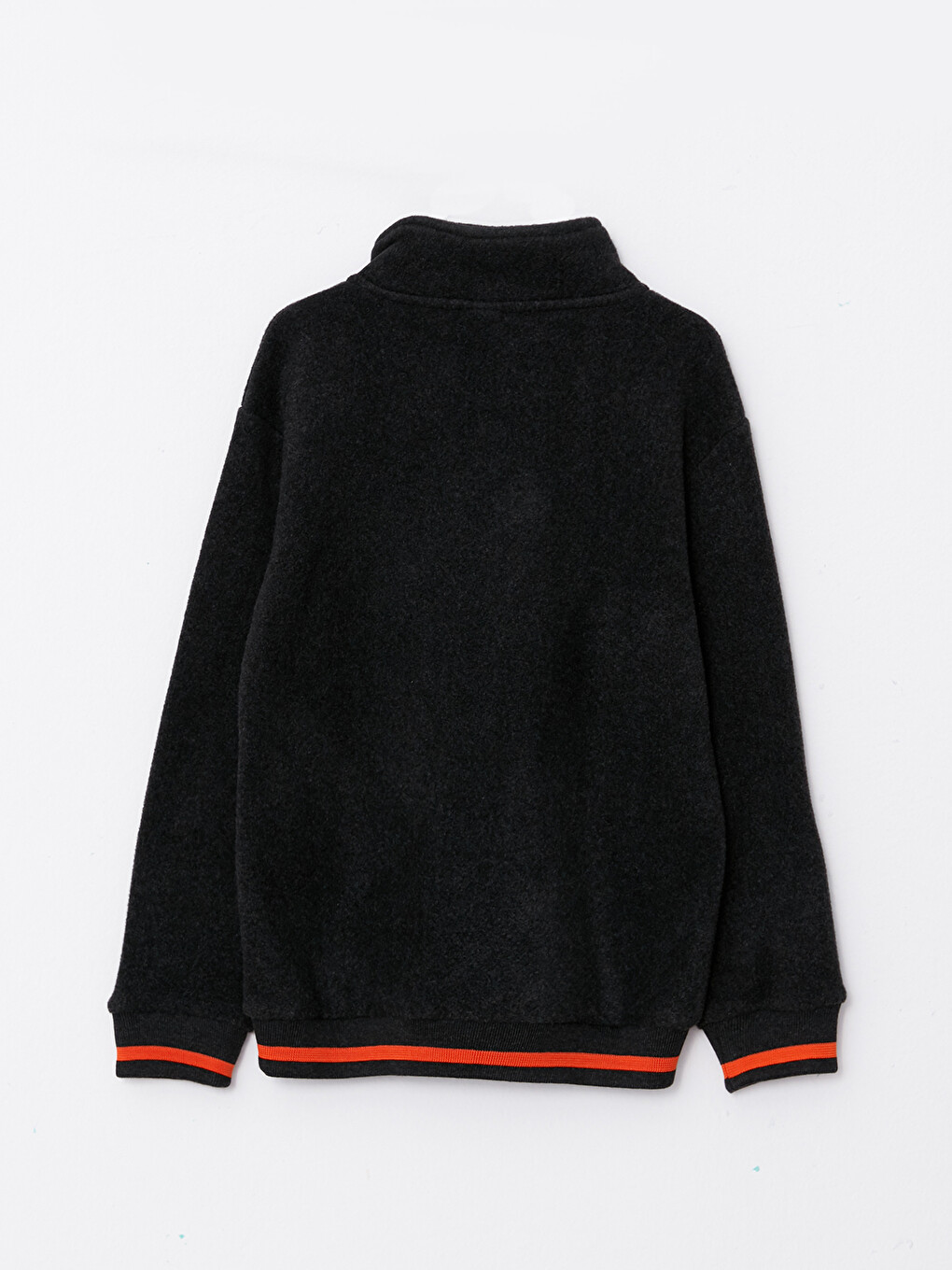 Turtle Neck Embroidery Detailed Long Sleeve Fleece Boy Sweatshirt-1