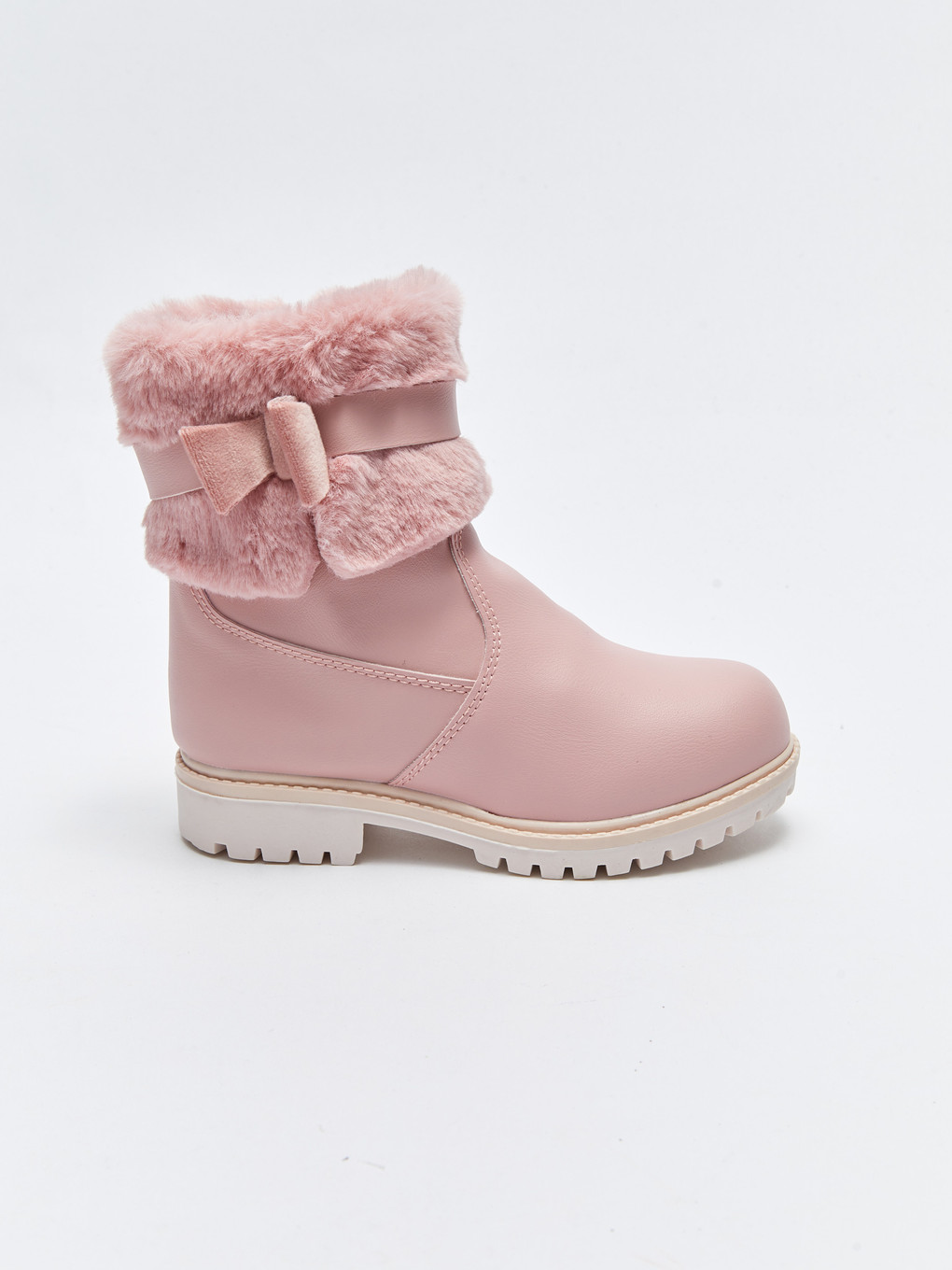 Bottes Pour Filles En Similicuir Avec Détails En Peluche Et Fermeture Éclair-1