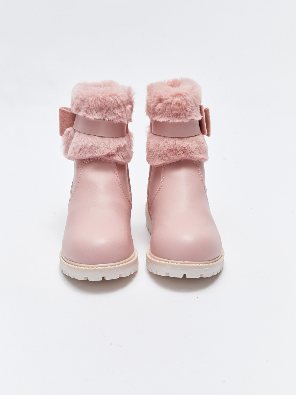 Bottes Pour Filles En Similicuir Avec Détails En Peluche Et Fermeture Éclair-2