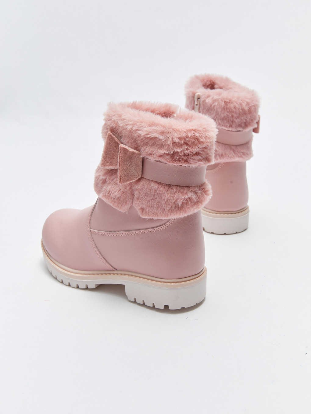 Bottes Pour Filles En Similicuir Avec Détails En Peluche Et Fermeture Éclair-4