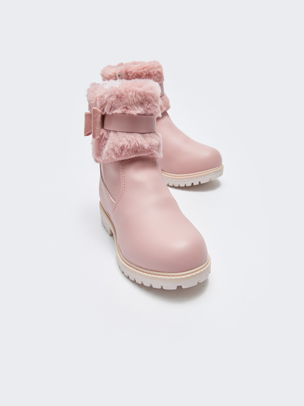 Bottes Pour Filles En Similicuir Avec Détails En Peluche Et Fermeture Éclair-5