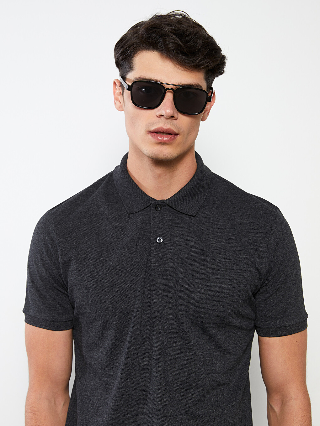 Polo Neck Short Sleeve Pique Men's T-shirt-2