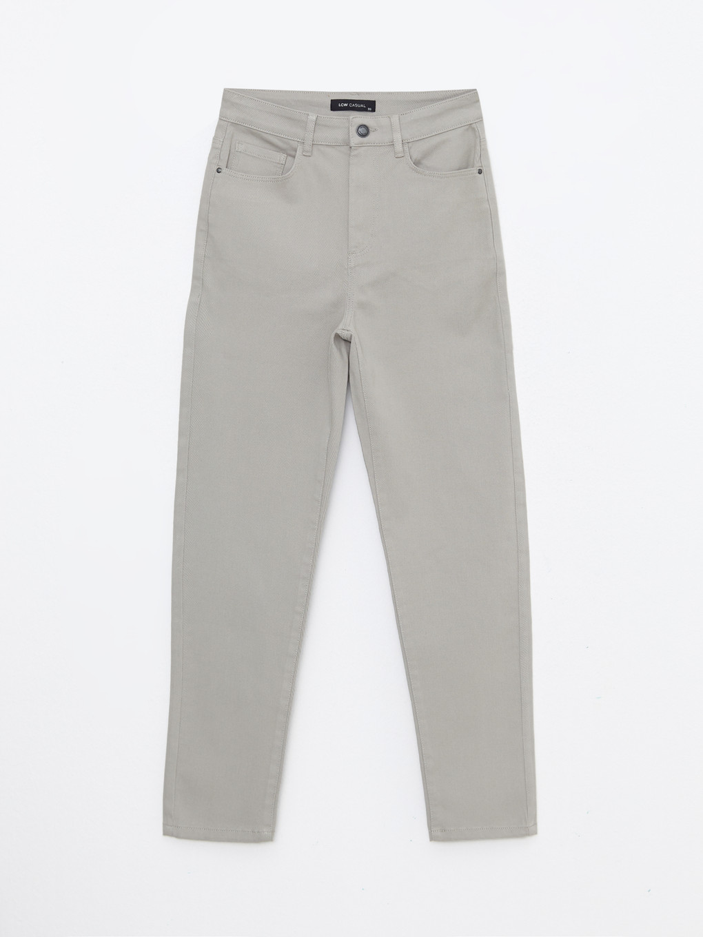 Normal Waist Slim Fit Straight Pocket Detailed Gabardine Women's Trousers-5
