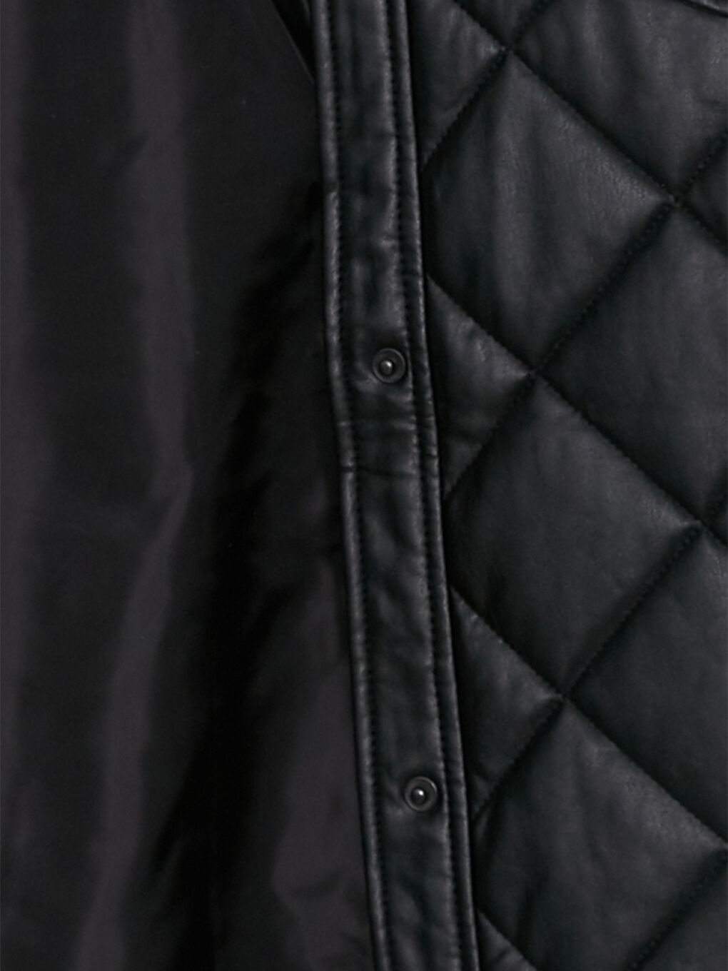 Geacă din piele ecologică matlasată cu mânecă lungă și guler de cămașă pentru femei-8