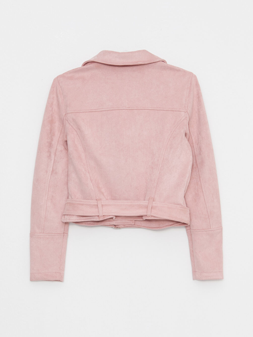 Veste en similicuir unie à col motard pour Femmes-7