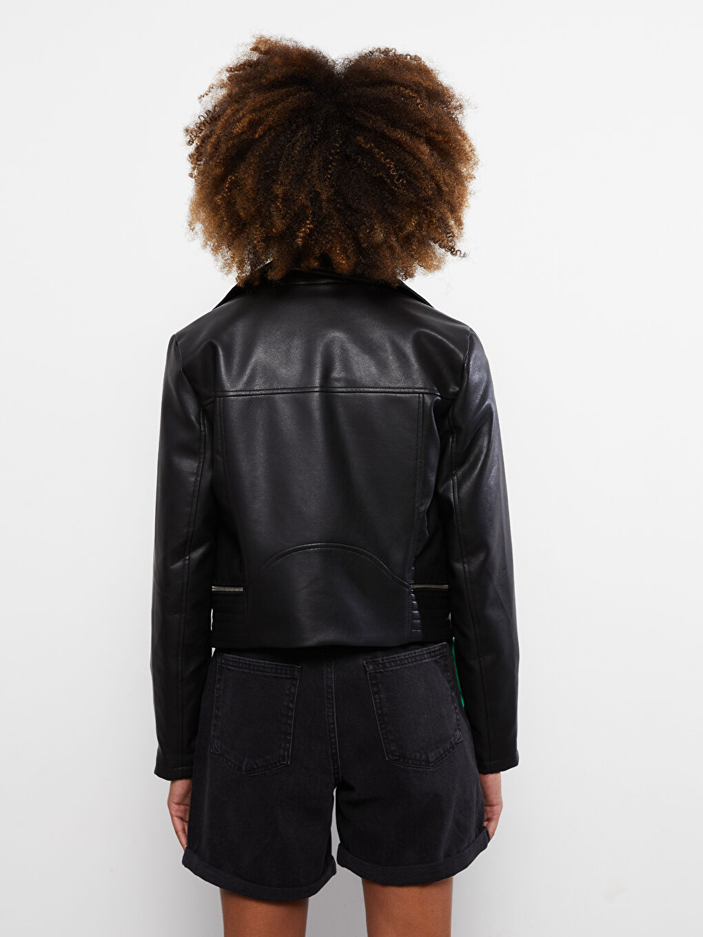 LCW Vision Damen Biker-Kragen Schlichte Kunstlederjacke -W20024Z8-CVL