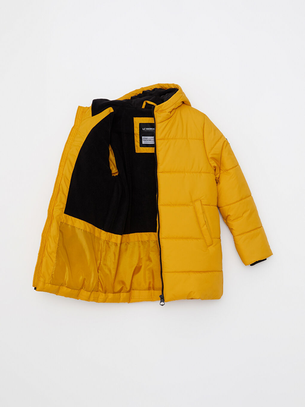 Sarı Kapüşonlu Basic Erkek Çocuk Şişme Mont-1