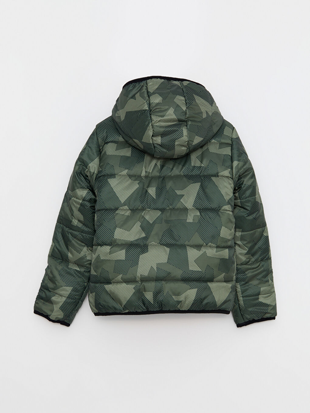 Haki Kapüşonlu Kamuflaj Desenli Erkek Çocuk Şişme Mont-2