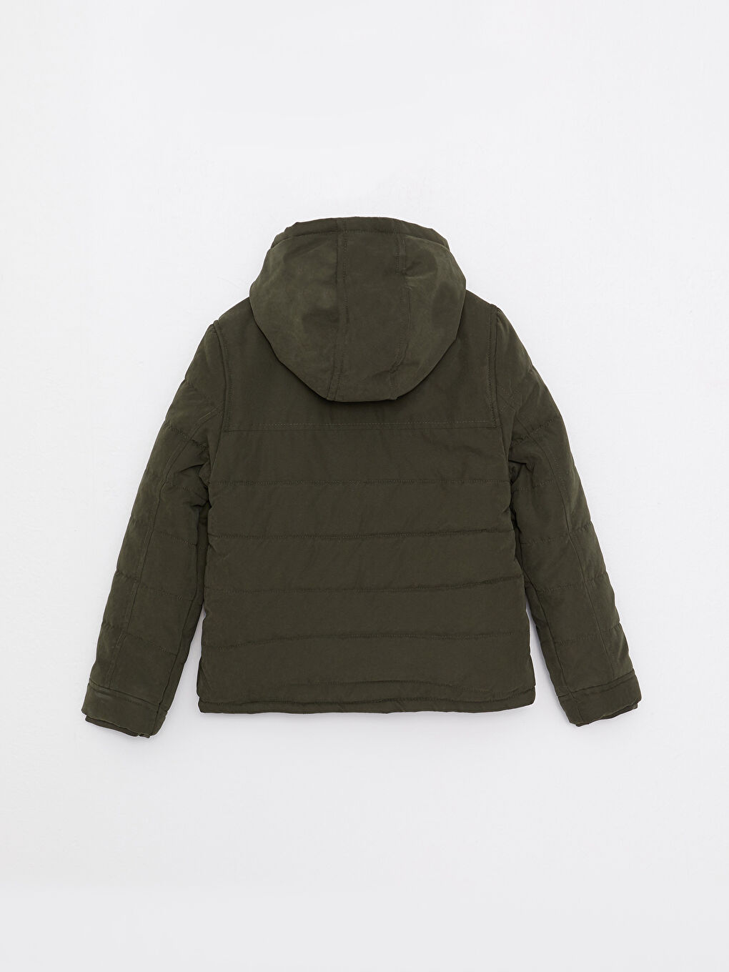 Yeşil Kapüşonlu Basic Erkek Çocuk Mont-1