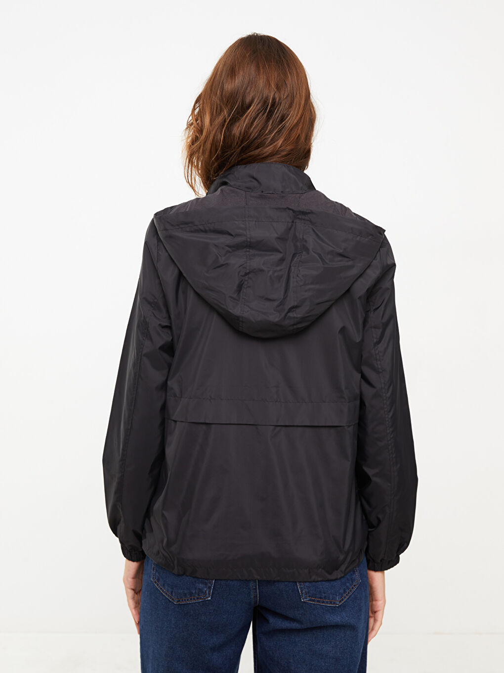 Women's Hooded Plain Raincoat-4