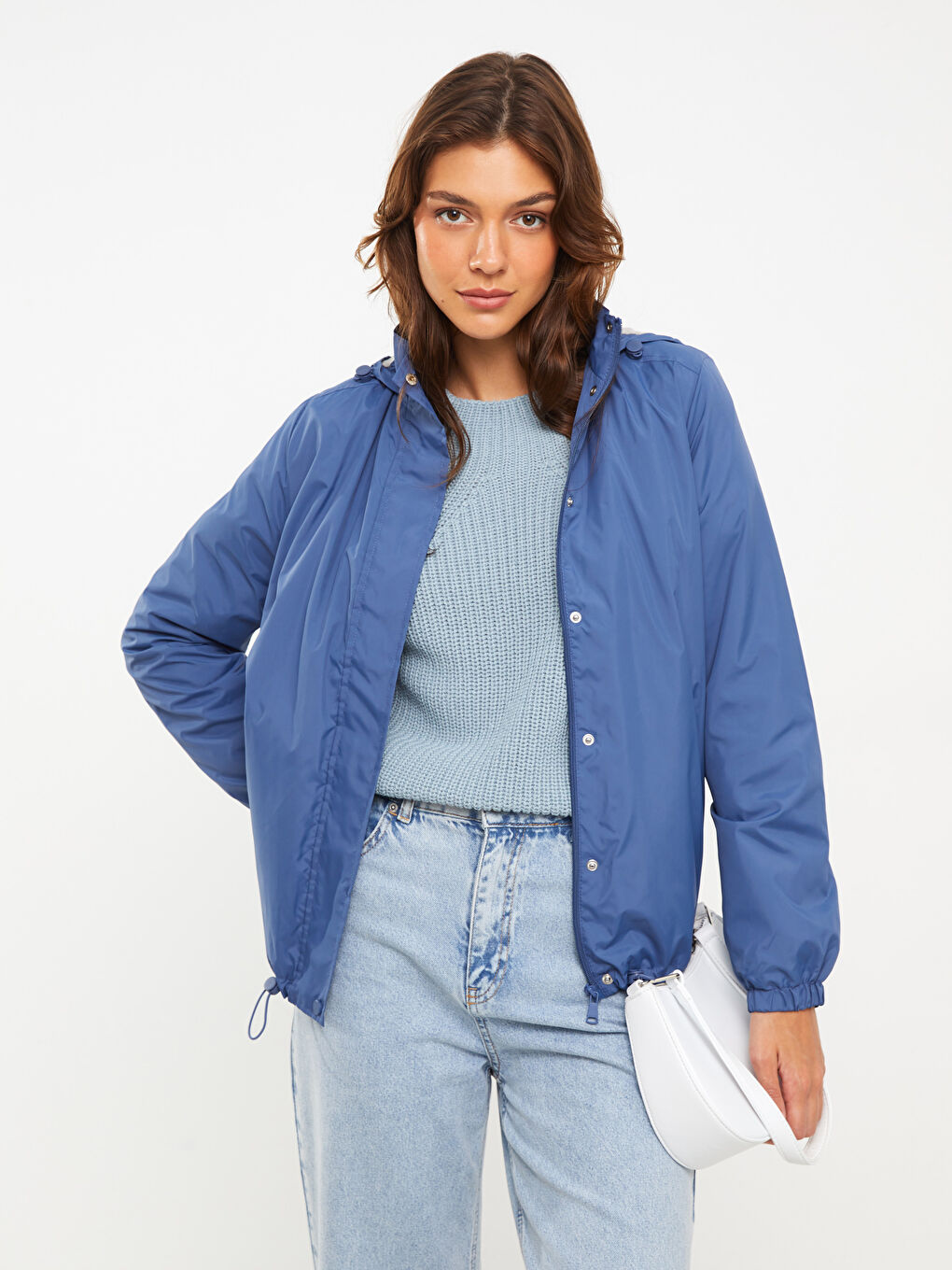 Women's Hooded Plain Raincoat-1