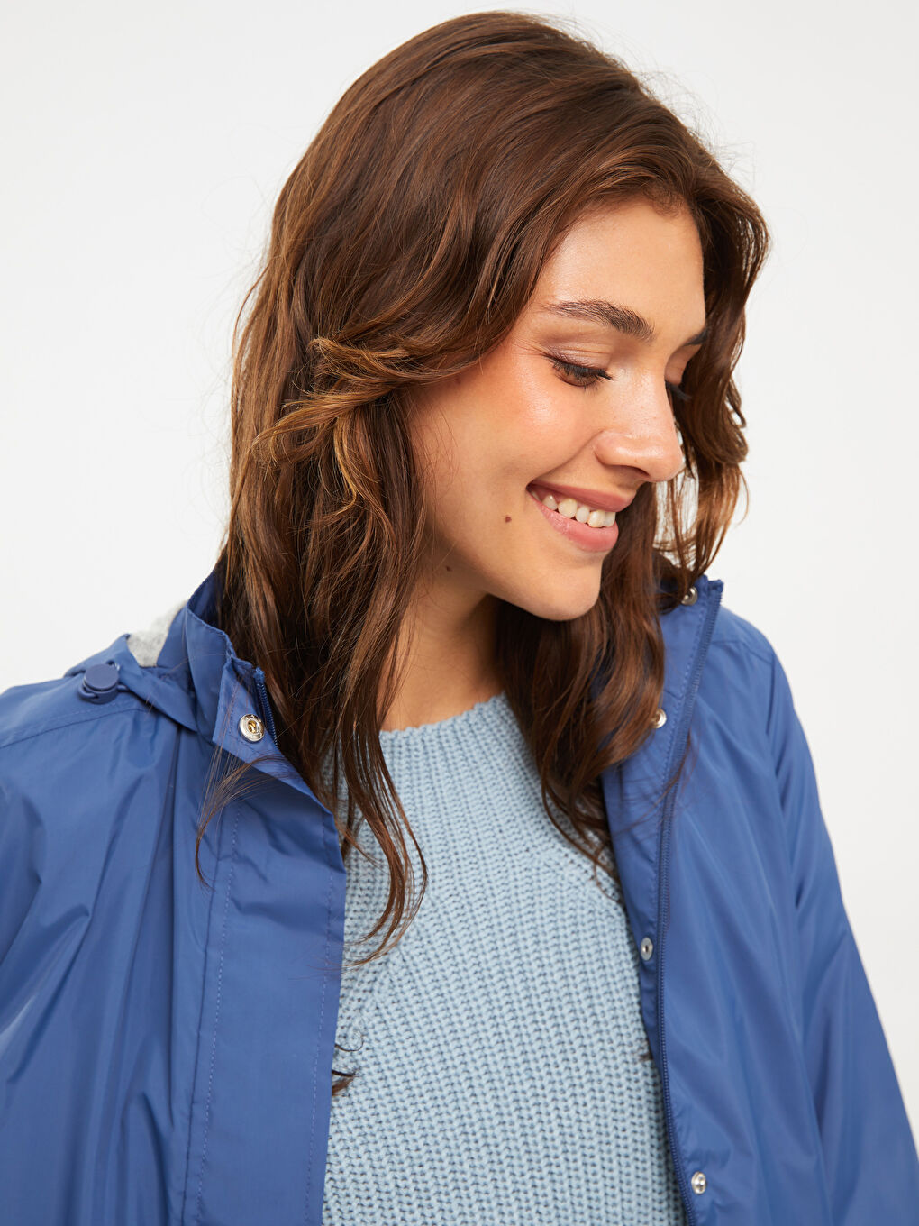 Women's Hooded Plain Raincoat-2
