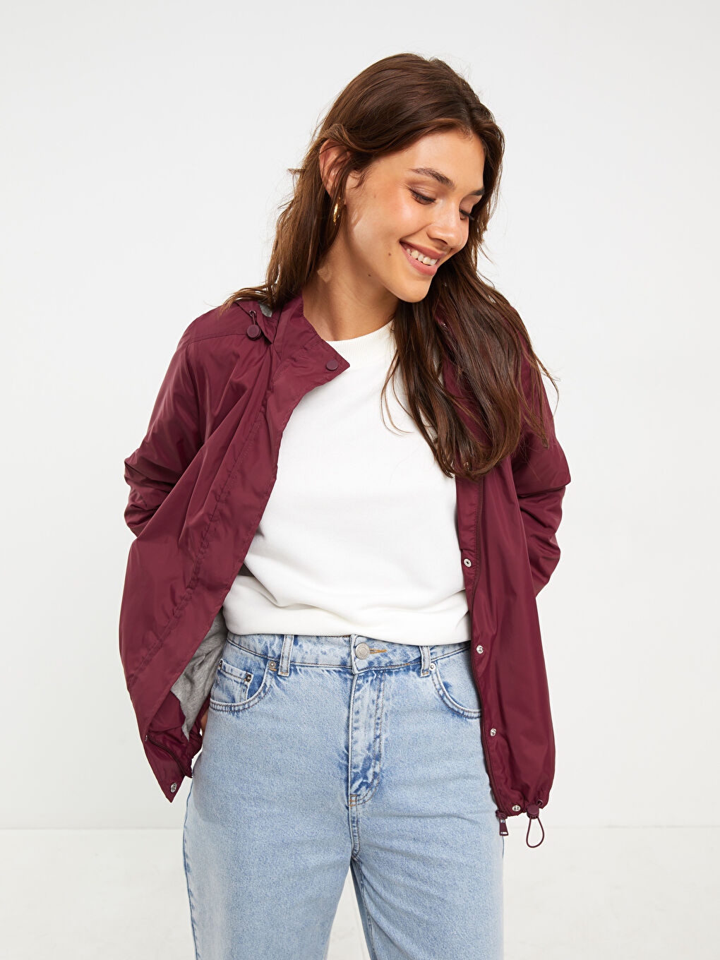 Ženski Jednostavni Kišni Mantil Sa Kapuljačom-2