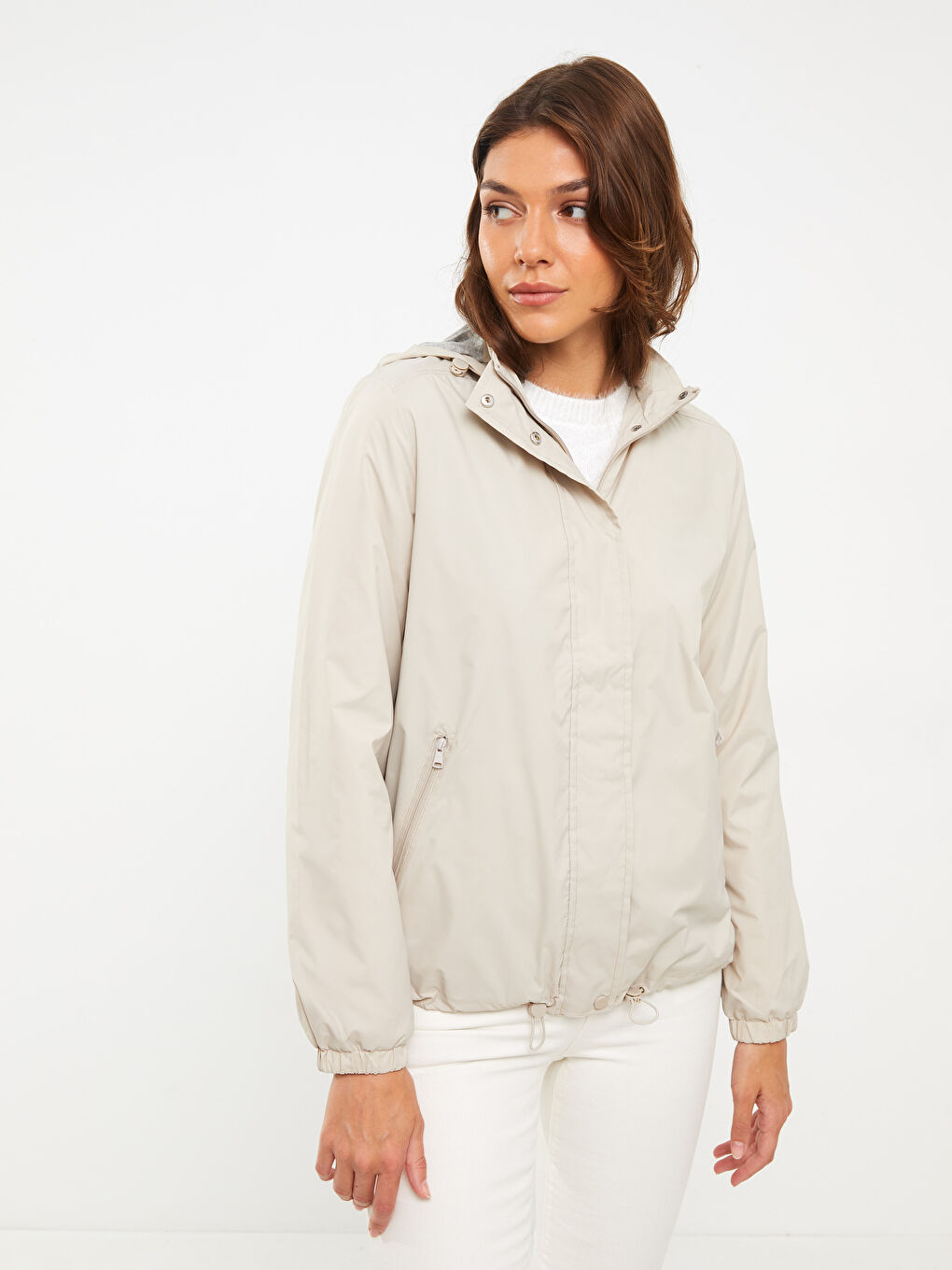 Women's Hooded Plain Raincoat-1