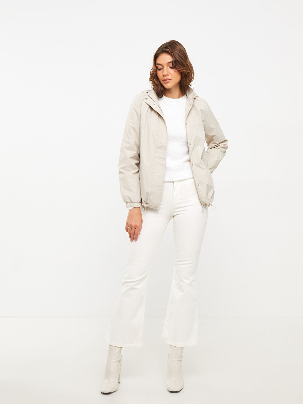 Women's Hooded Plain Raincoat-2