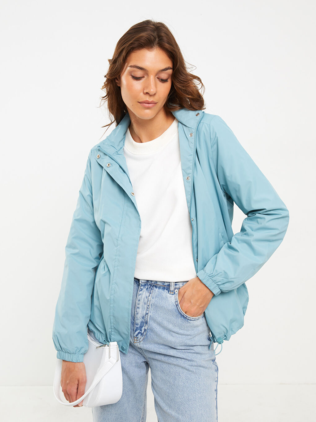 Women's Hooded Plain Raincoat-1