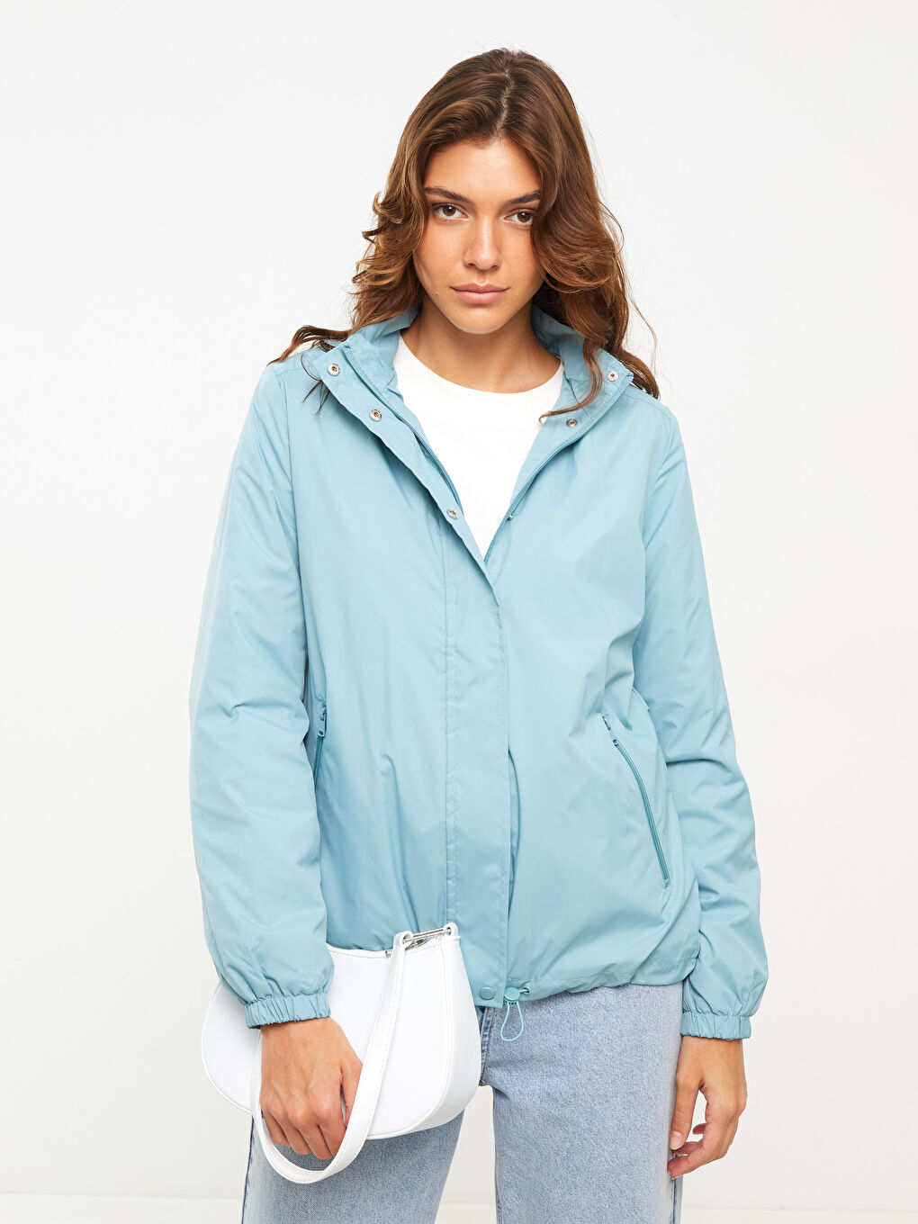 Women's Hooded Plain Raincoat-2