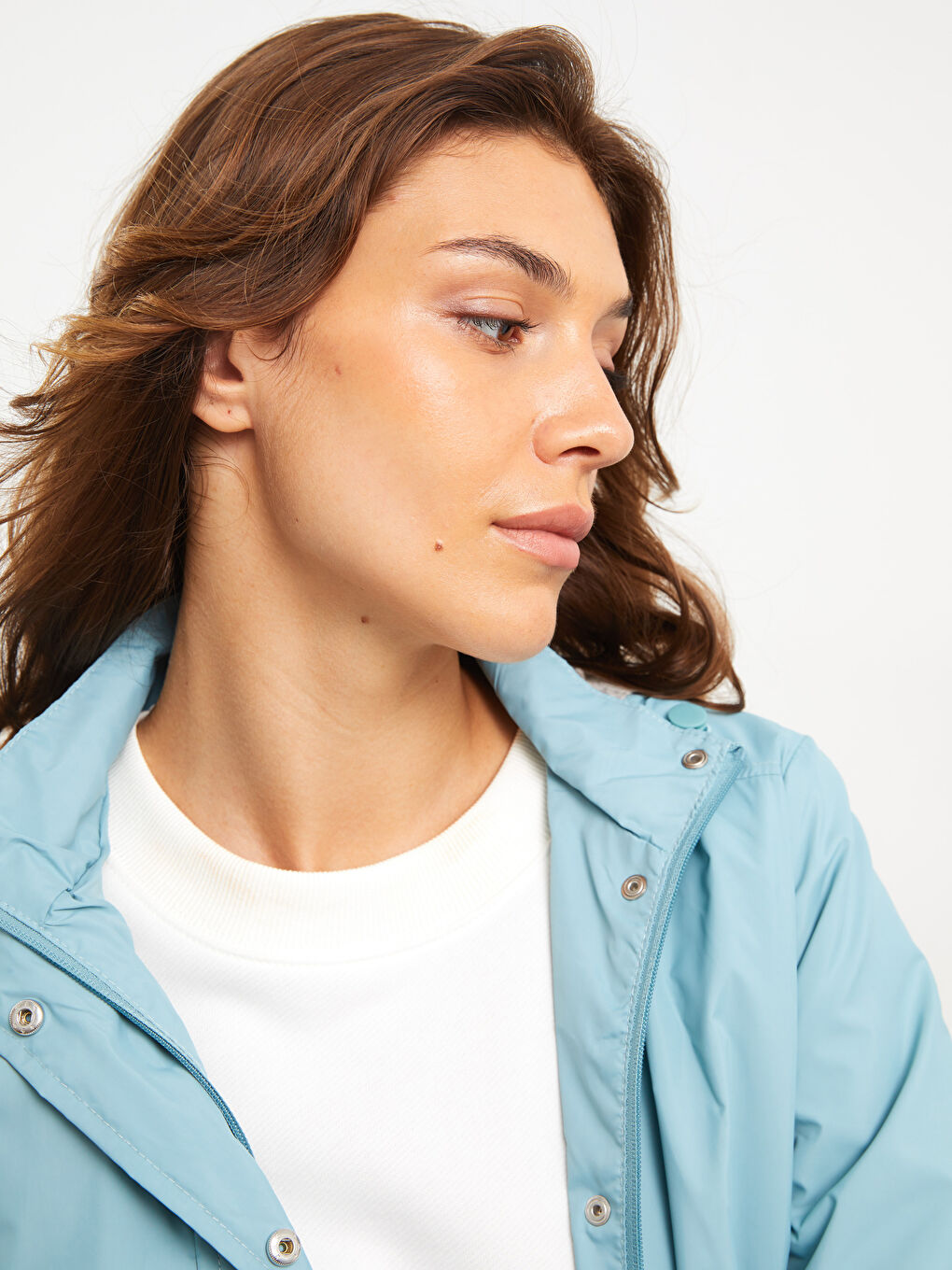 Women's Hooded Plain Raincoat-4