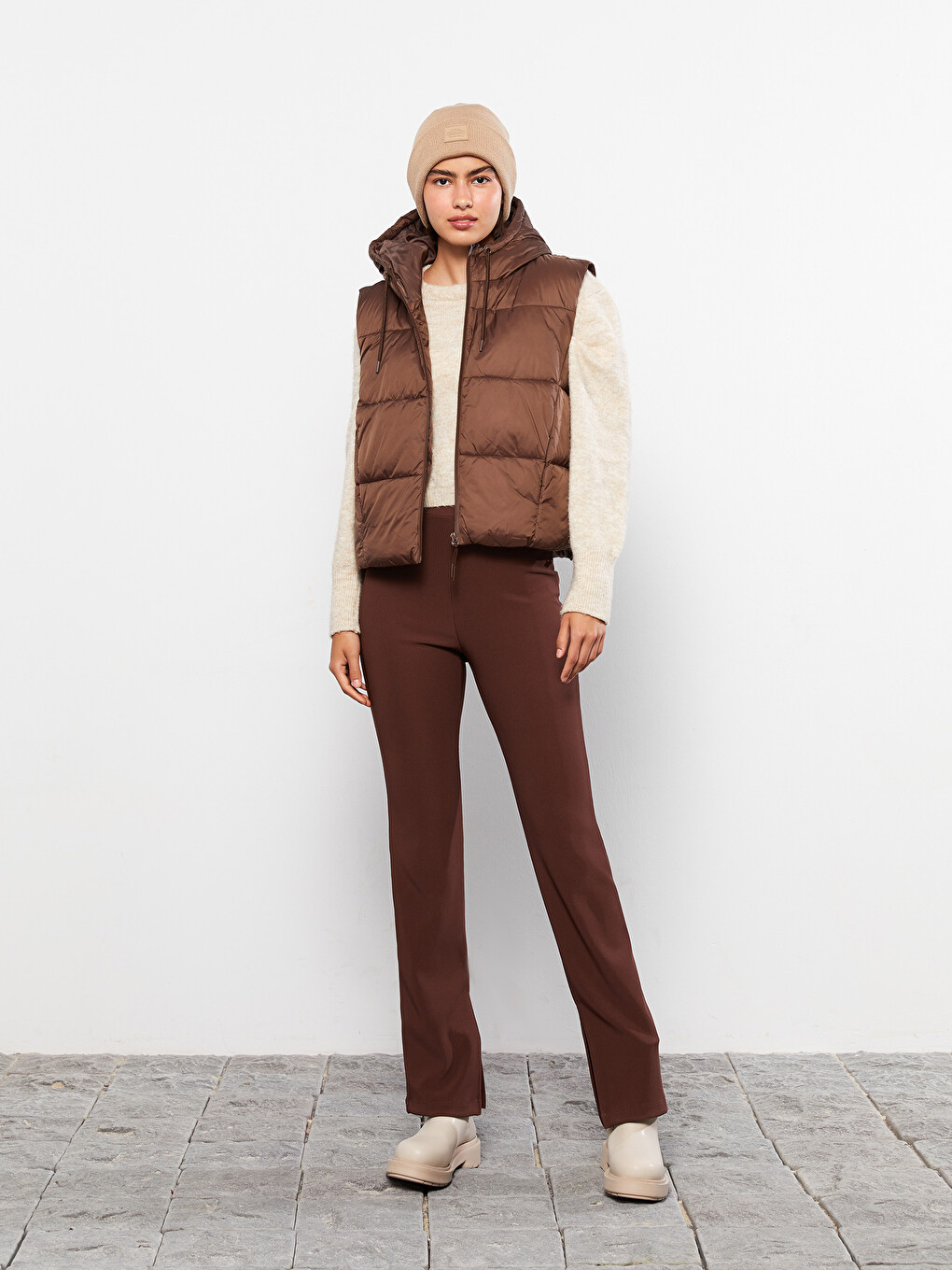 Women's Hooded Plain Puffer Gilet
