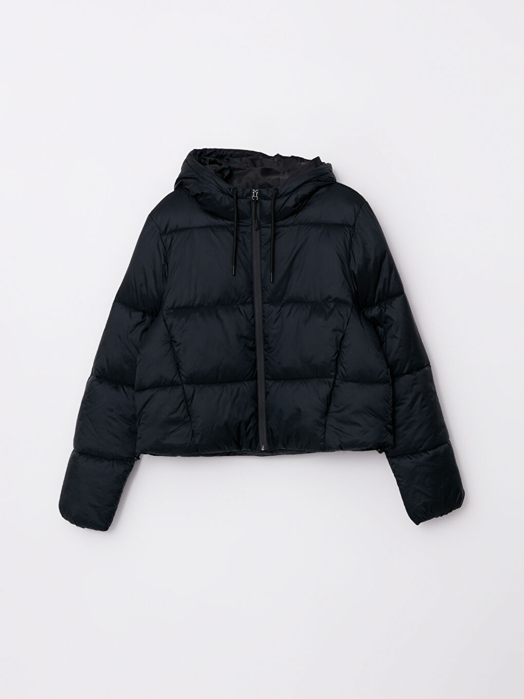 Women's Hooded Plain Puffer Coat-5