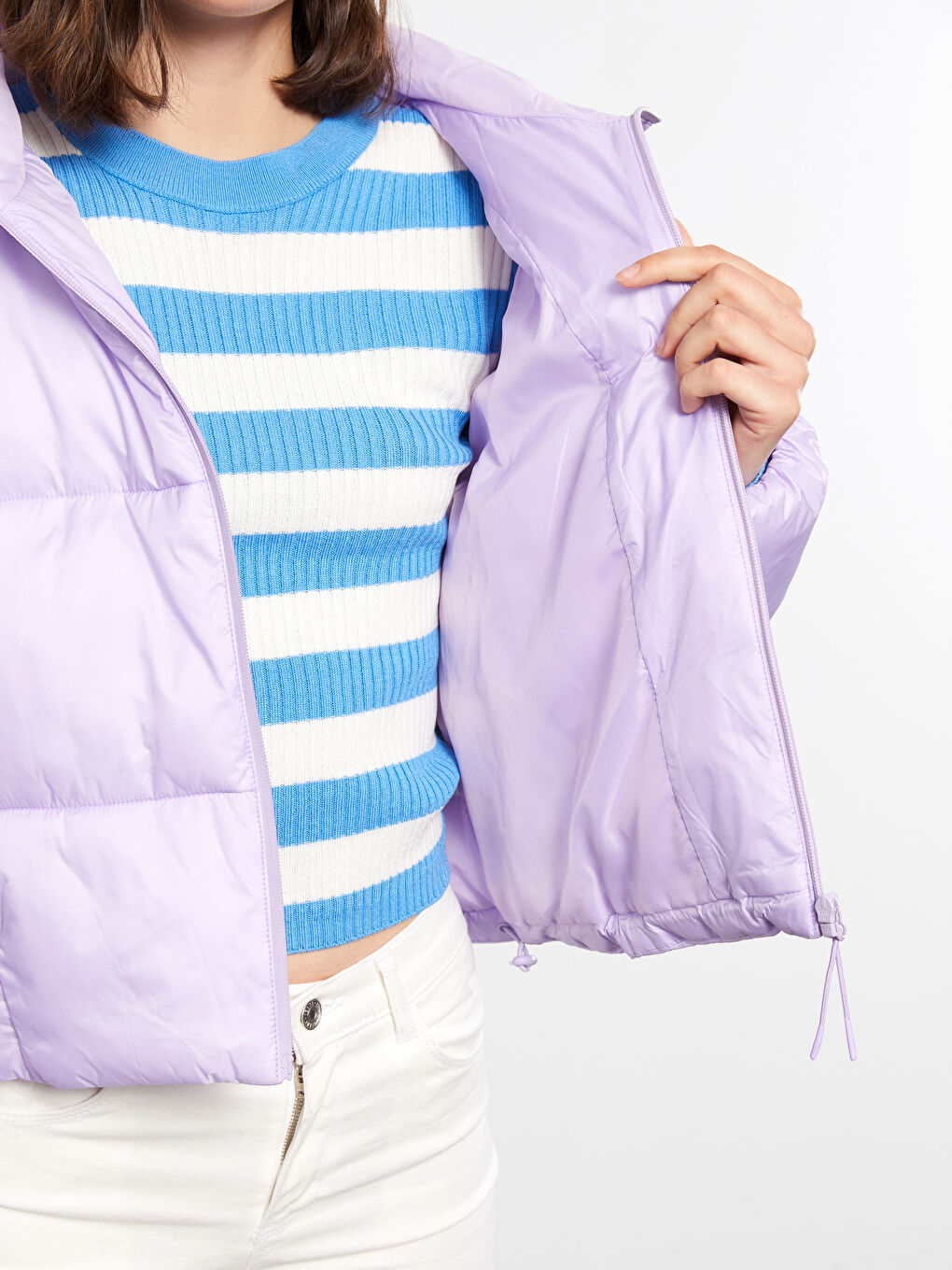 Women's Hooded Plain Puffer Coat-3