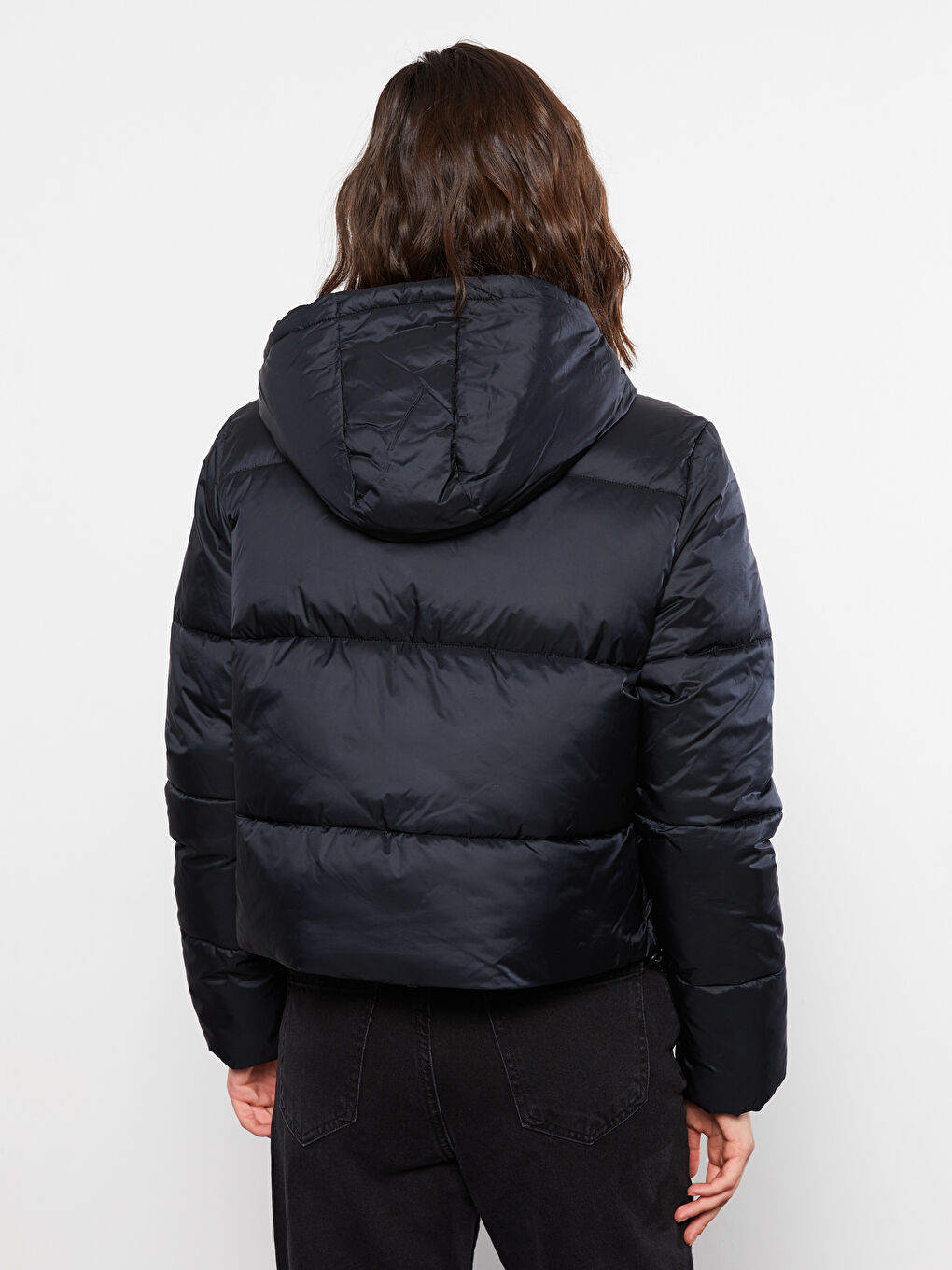 Women's Hooded Plain Puffer Coat-4