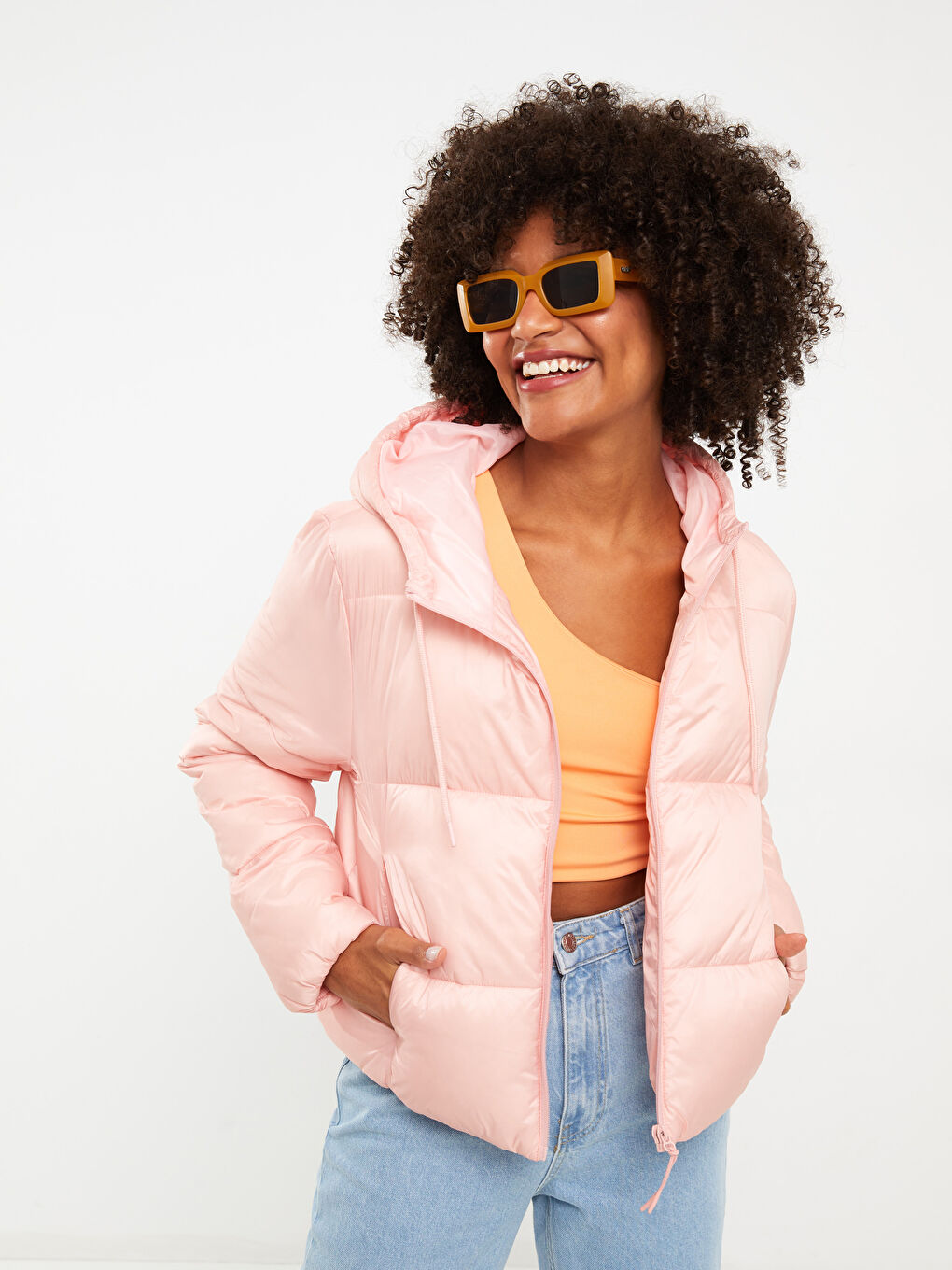 LCW Vision Damen Kapuzen Schlichter Steppmantel -W20043Z8-SB5