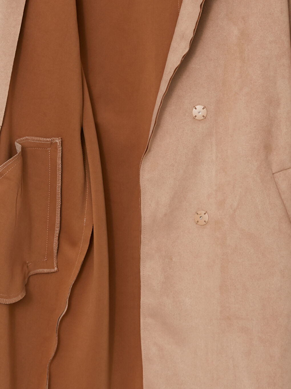 Женский Тренч с прямым воротником и длинными рукавами-7