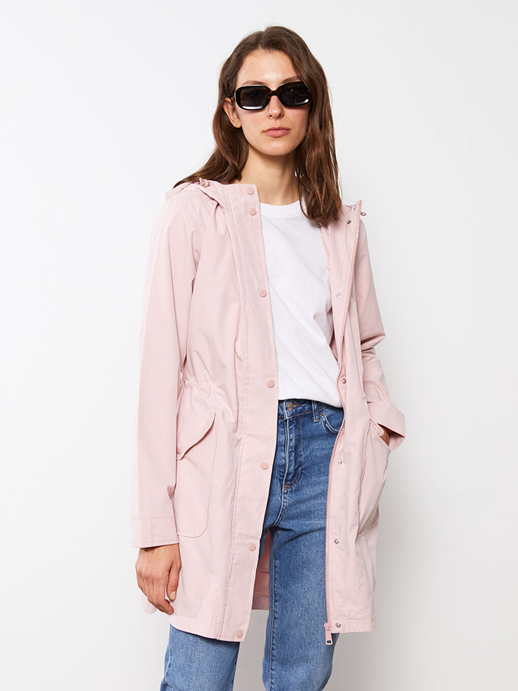 Women's Hooded Plain Coat-2